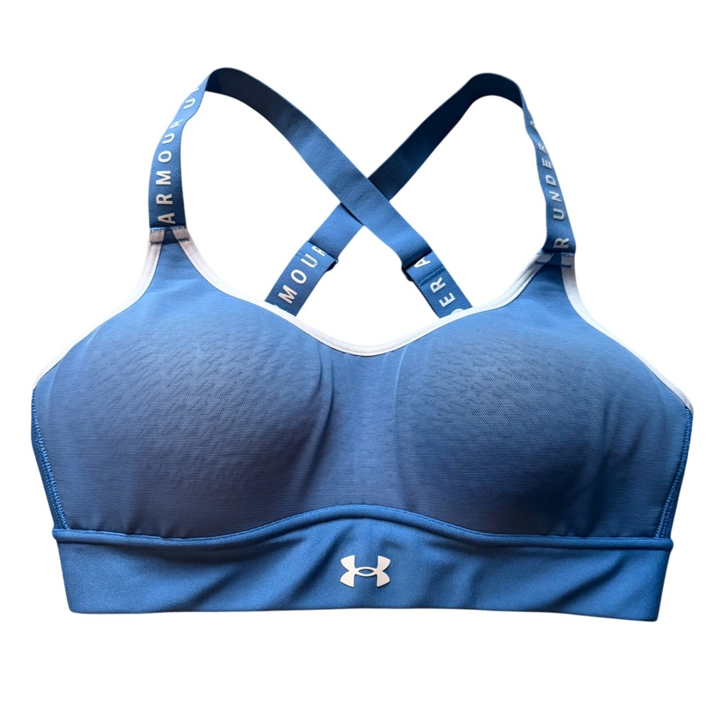 Under Armour Infinity High Sports Bra Womens‎ 32B Blue High Impact Yoga Workout